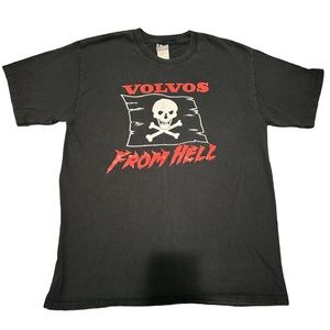 Vintage Volvo unisex size medium t shirt black swedish cars skull pirate racing
